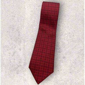 MORESCHI Silk Tie ITALY XL Burgundy Red Geometric W:3.2" EUC